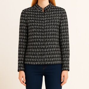 White House Black Market Womens Blazer XL Black Tweed Texture Jacket Long Sleeve